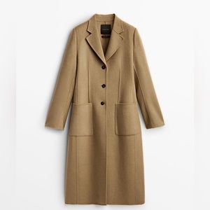 MASSIMO DUTTI
Women's Natural Long Wool Blend Coat With Shoulder Pads